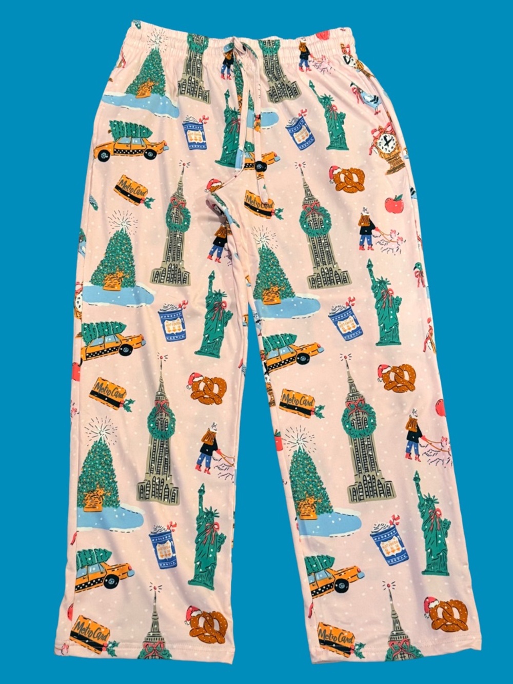 Kristen Mast Women’s Pink Holiday New York Landmark Pajama Pants M  NWOT